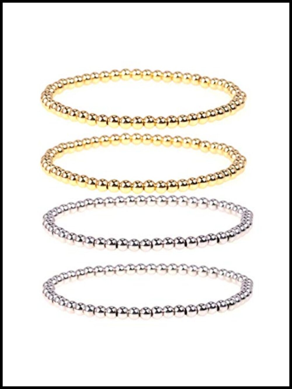 4 Piece Copper Beaded Stretch Bracelet Set - Stacking Bracelets